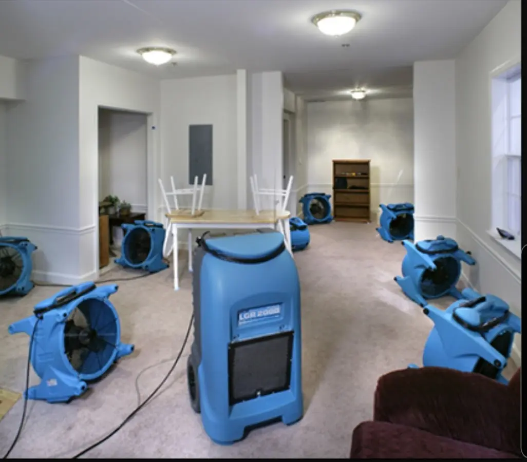 Air movers and dehumidifier setup for Water Extraction & Removal in Shallotte