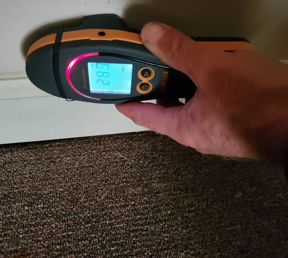 Moisture detection at baseboard during Sewage Cleanup & Sanitation in Shallotte